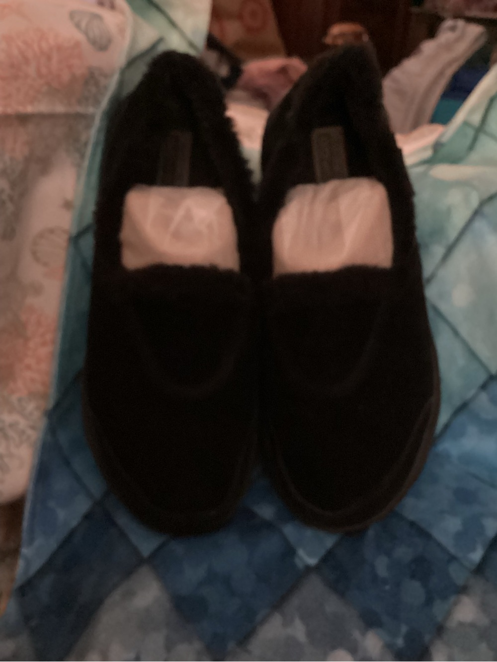 Skechers women’s Black Faux-Fur Slip-Ons